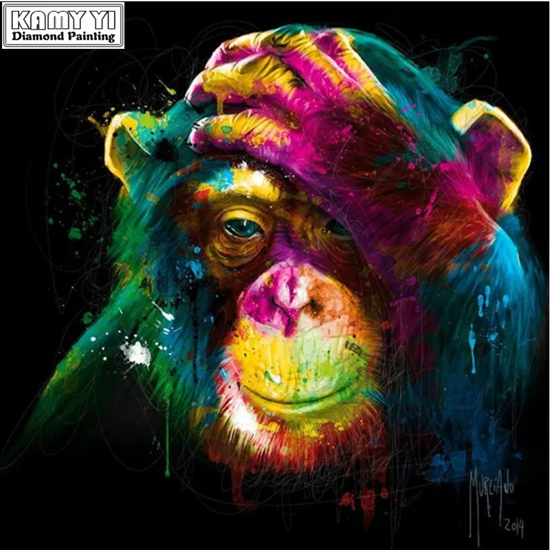 DIY Colour Monkey Diamond Embroidery Living Room Decor Gift Full Resin Mosaic Kits Patterns Rhinestone LK1 | Дом и сад