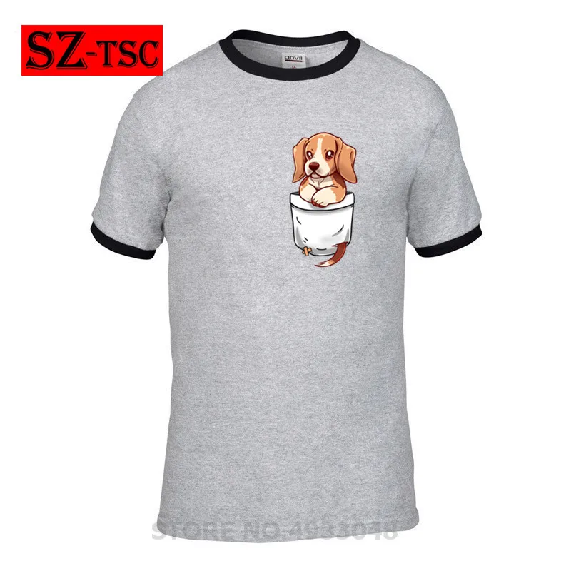 Карманная футболка с принтом милый Бигль beagle techrapockets рисунком хлопковая