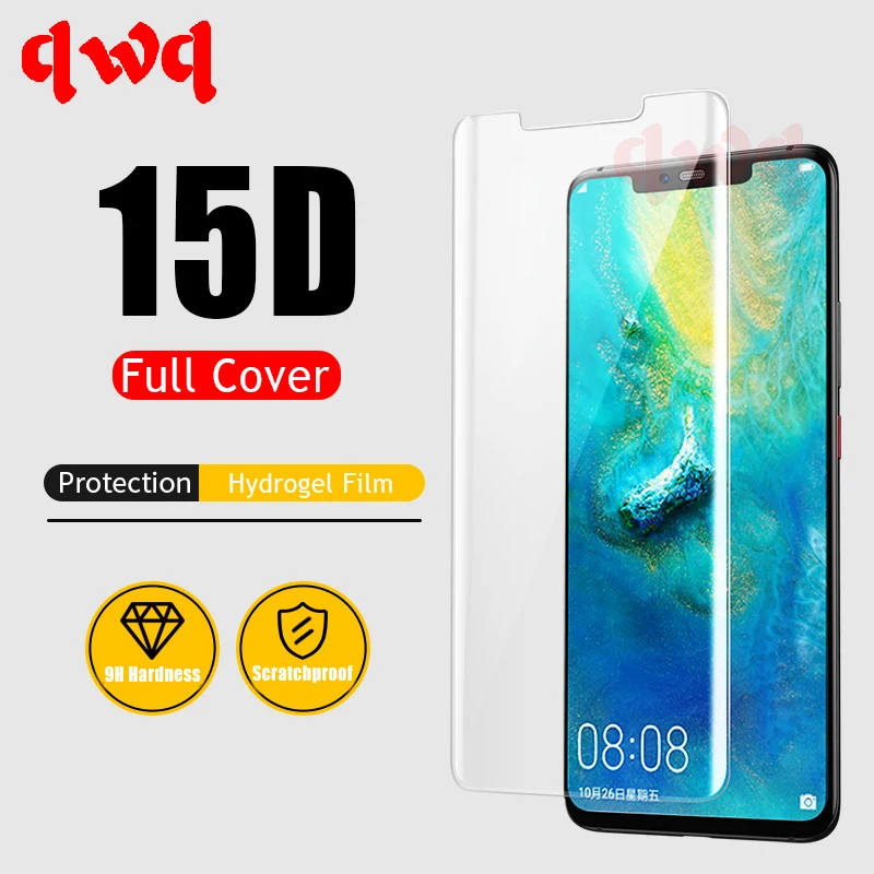 15D полное покрытие Гидрогелевая пленка для Huawei P30 Pro Mate 20 Lite Защита экрана P Smart 2019
