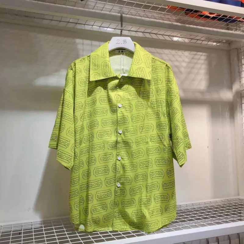 Новая летняя мужская рубашка с короткими рукавами и принтом в Корейском стиле