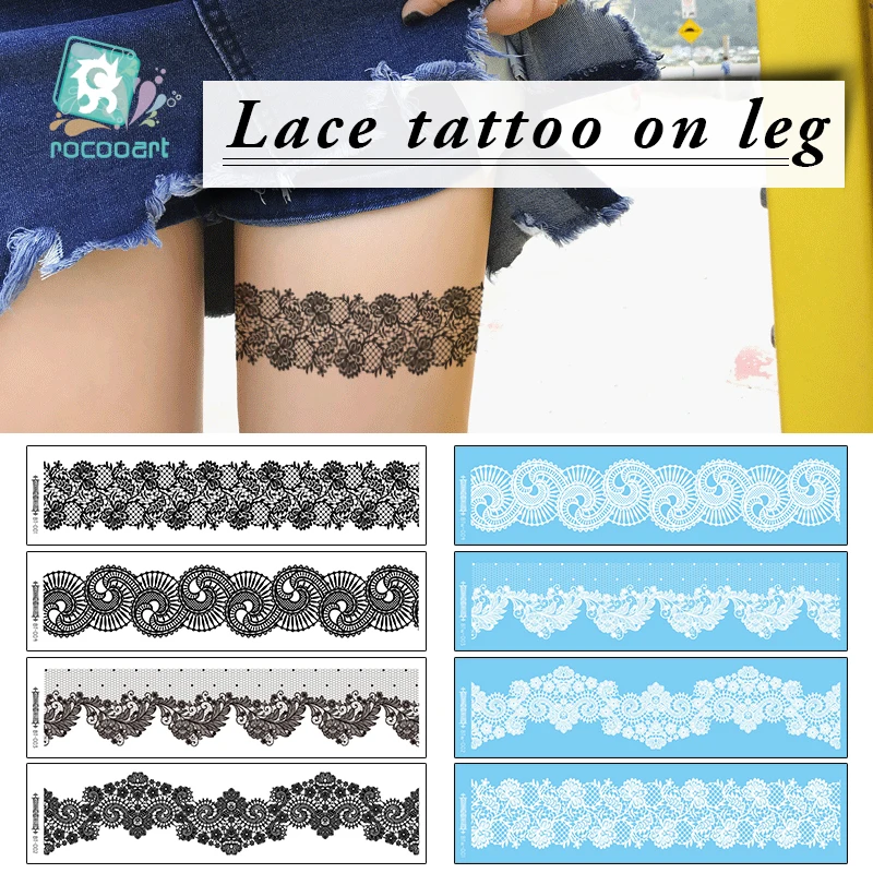 

Rocooart temporary Waterproof tattoo sticker for women sexy black wedding bracelet Jewelry lace tattoo stickers White wholesale
