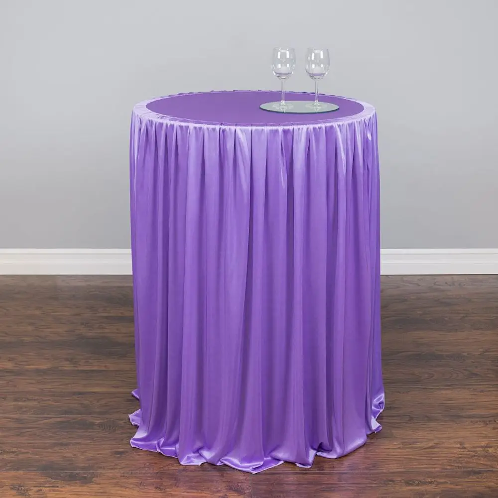 Round Ice Silk Fabric Wedding Cocktail Tablecloth For Wedding Party Banquet Hotel Highboy Tables Decoration Table Cover