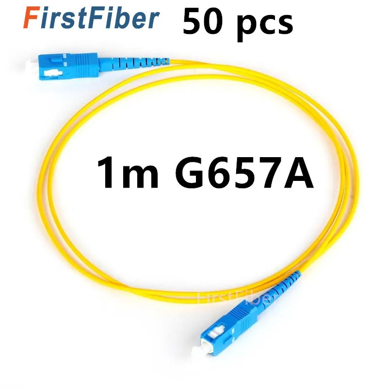 Волоконный соединительный кабель FirstFiber 1 м 50 шт. SC UPC к G657A перемычка симплексный