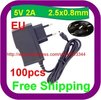 100 pcs Intelligent IC Solutions For Android Tablet Win 2.5mm 5V 2A EU Power AC DC Adapter  Wall Charger with cable