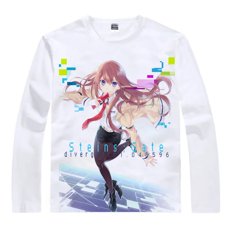 Coolprint аниме рубашка Steins ворота футболки разных стилей с длинным рукавом Makise Kurisu