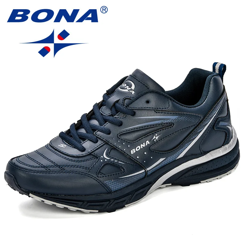 Deep blue silvergray BONA/ стиль; спортивная обувь для мужчин; кроссовки; zapatillas hombre; спортивная обувь; мужские кроссовки из яловичного спилка; спортивная уличная мужская обувь - Цвет: Deep blue silvergray