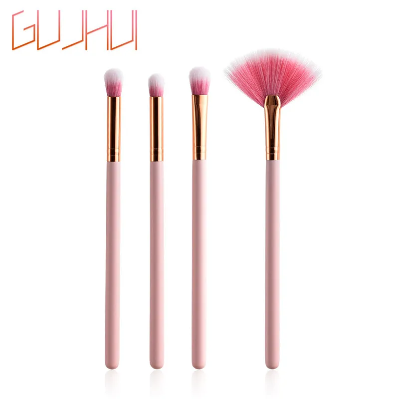 4pcs GUJHUI 4/10 шт. розовые кисти для макияжа Набор тонального крема пудра, кисть для теней на веки помады maquillaje профессиональный косметический набор 20#629 - Handle Color: 4pcs