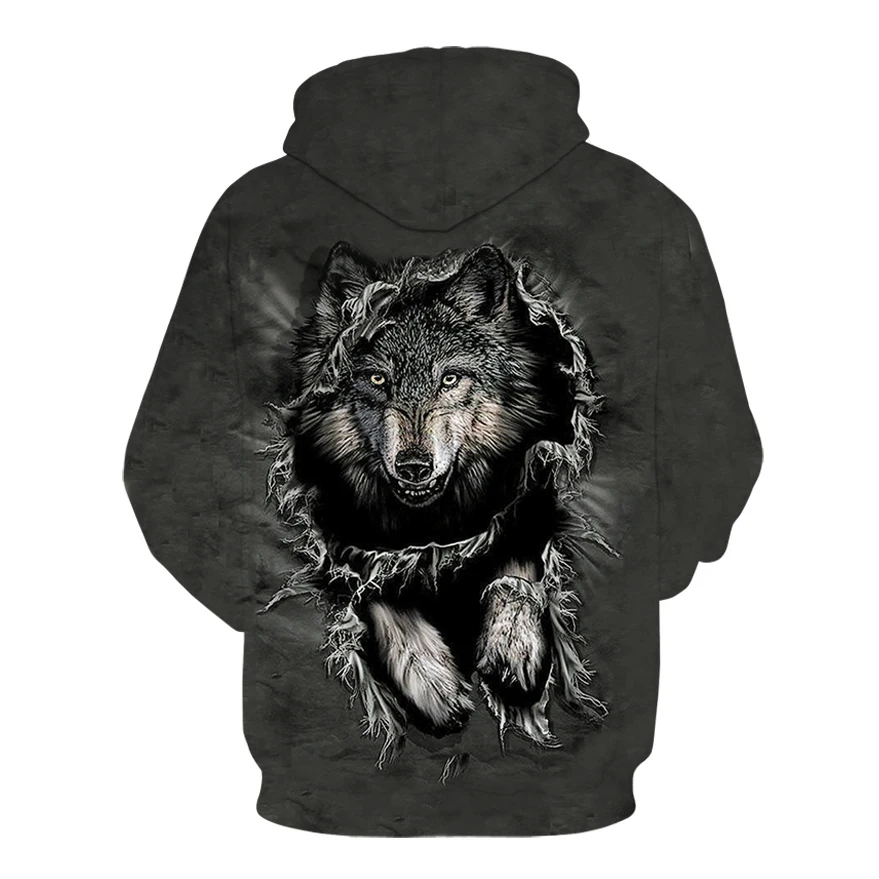 

New Size S-3XL Autumn Winter Men/Women 3D Hoodies Animals Wolf man