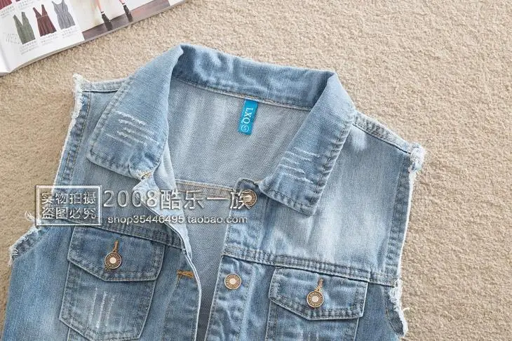 5XL Повседневный джинсовый жилет с дырками для женщин с отложным воротником Тонкий джинсовый жакет Женский Большой размер безрукавный джинсовый жилет Veste Femme