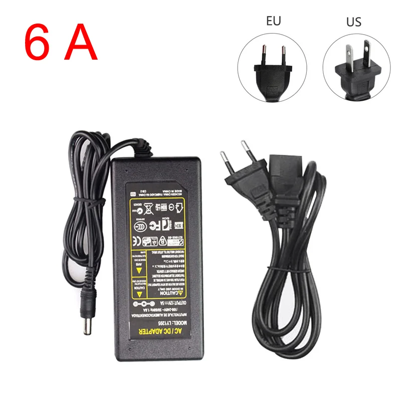 6A 12V источник питания 1A 2A 3A 5A 6A 8A 10A 85-265V входные трансформаторы светодиодные ленты адаптер конвертер 110V 220V 240V - Цвет: 6A