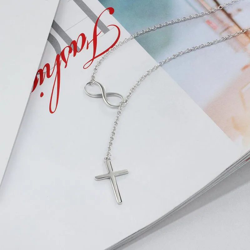 Роскошный крест с бесконечностью любовь Accessorise 925 пробы серебряный кулон цепочки