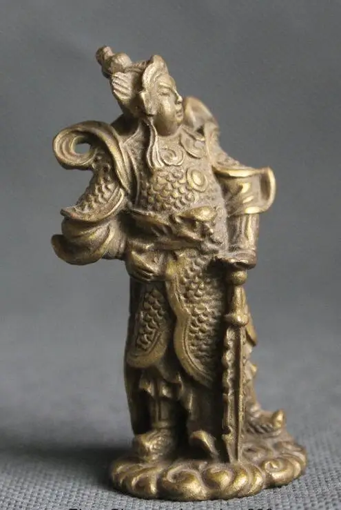 Chinese Fengshui Brass Stand Warrior Veda Wei Tuo Boddhisattva Statue Sculpture | Дом и сад