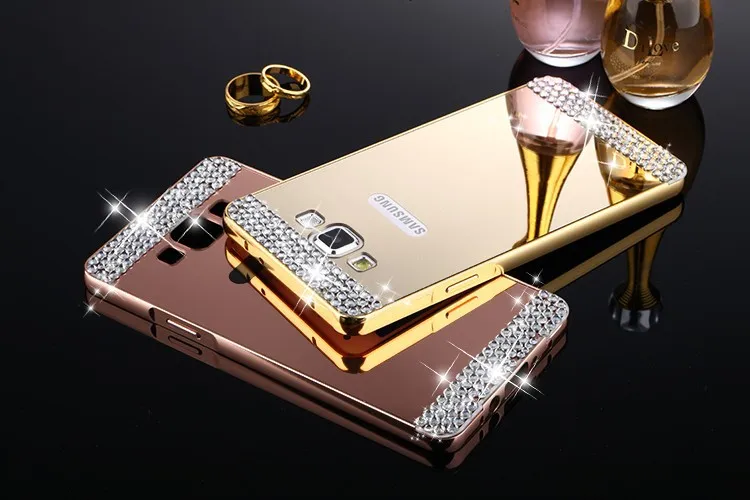 L &amp I Роскошные Украшенные стразами кристалл зеркало Алюминий Телефонные Чехлы