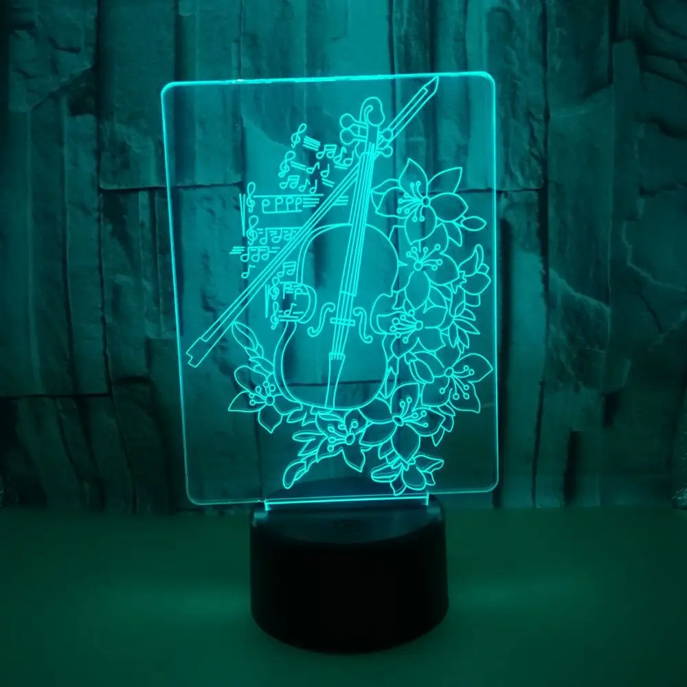 

3d ночник для скрипки, 7 цветов, сенсорное управление, Usb 3d светодиодные декоративные настольные лампы, оптовая продажа с завода, 7 меняющих цв...