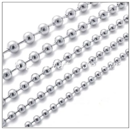 Оптовая продажа 10 метров серебряный цвет нержавеющая сталь бусины шаровая