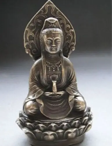14 см */китайская медная и тибетская статуя Гуаньинь|copper statue|statue china |