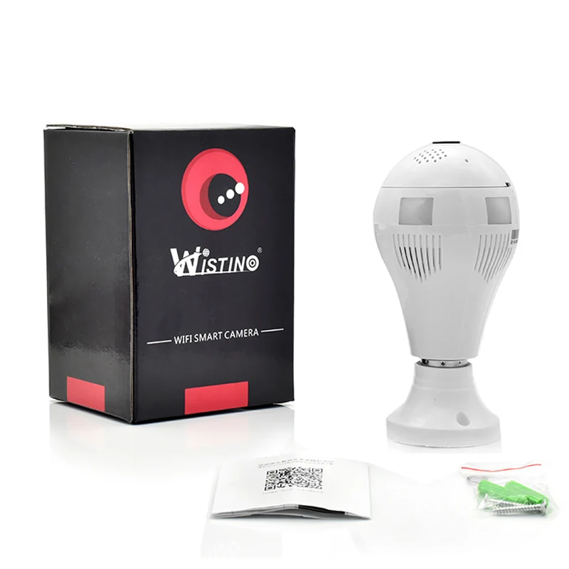 Wistino WiFi камера Крытый панорамный VR ip рыбий глаз 960P лампочка Беспроводная