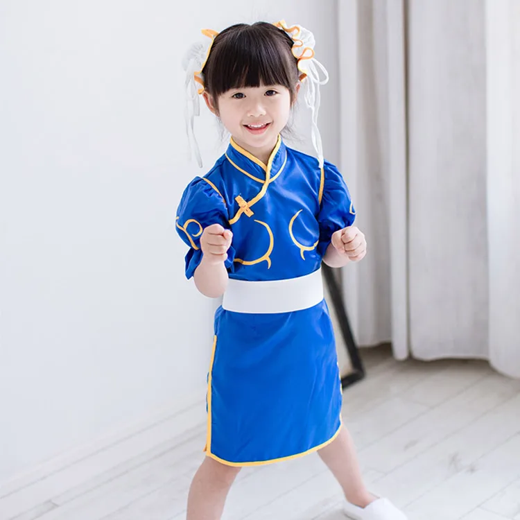 Chun Li Chunli/синее платье Костюм для костюмированной вечеринки детей| |