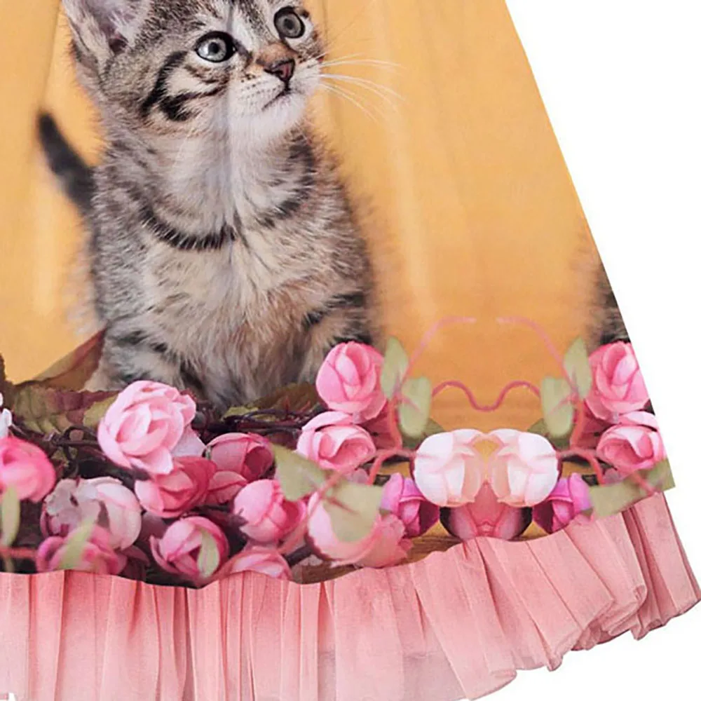 baby Girls Dress fashion Cute Animal printing Spring/Autumn faux fur sleeve girls dress Toddler Kids Dresses Children Clothing | Детская