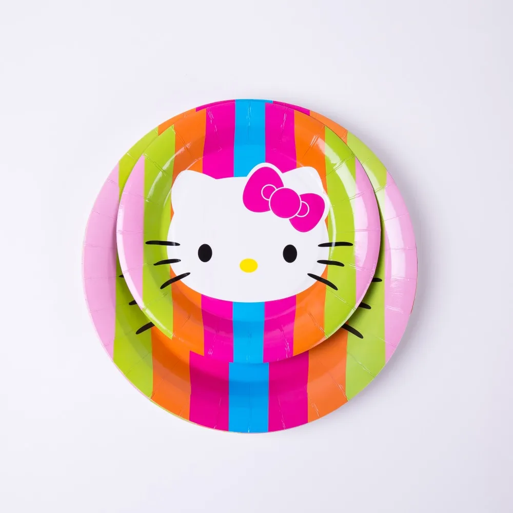 С днем рождения Дети hello Kitty baby shower Свадебные праздничные Вечерние Декорации набор одноразовой посуды набор тарелок поставщик