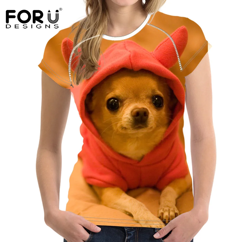 FORUDESIGNS супермилые футболки для чихуахуа женские летние топы футболка