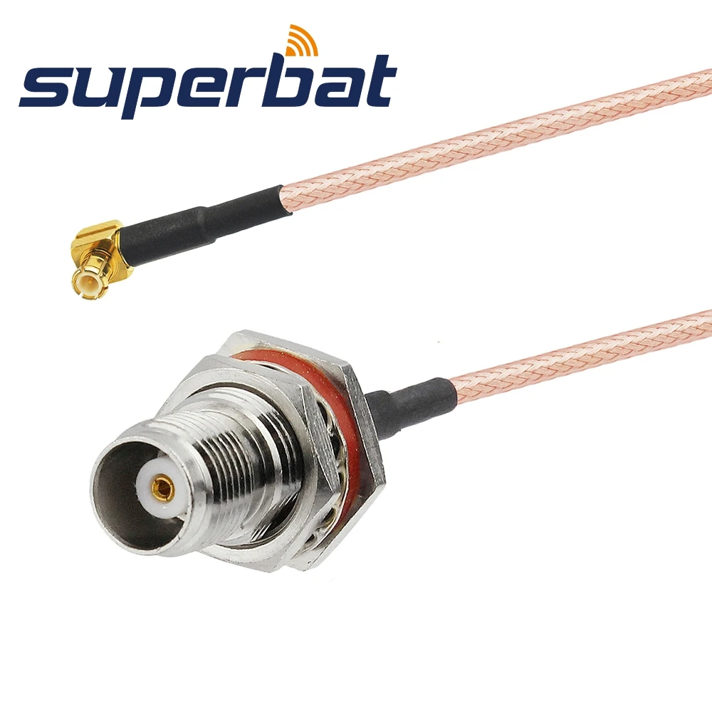 Supetbat MCX Male Right Angle to TNC Female Bulkhead with O-ring Straight Cable RG316 15cm RF Coaxial Jumper Cable Assembly