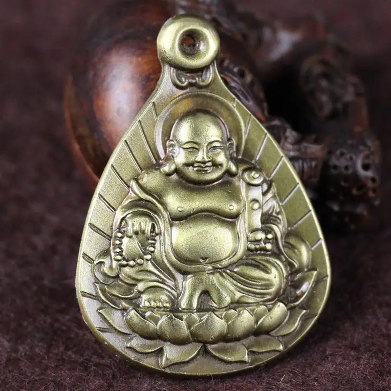 Китайская фэн-шуй латунная статуя Будды maitreya-семейное украшение приносит удачу