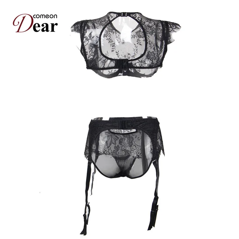 Comeondear RA80312 размера плюс Lenceria Эротика Mujer Sexi прозрачное сексуальное женское белье комплект Цветочный экзотический лифчик Sous Vetement Femme