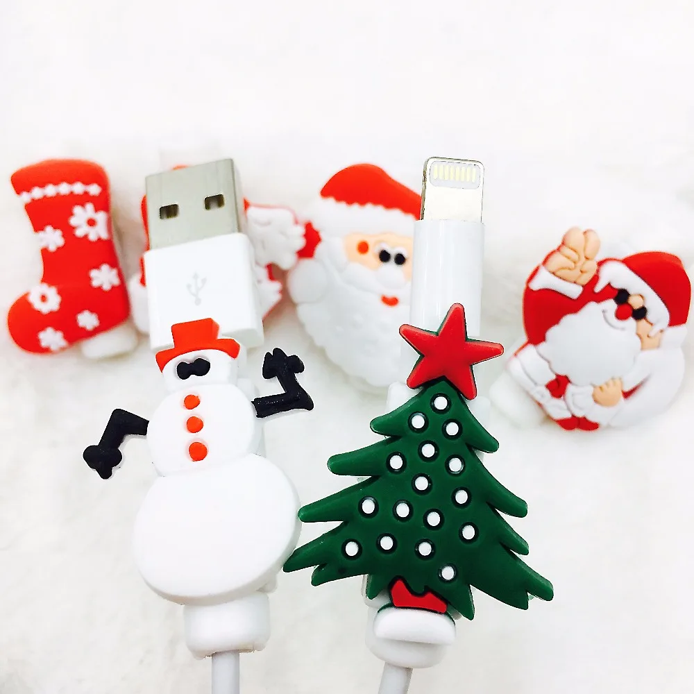 Защитный чехол для кабеля зарядного устройства USB в рождественском стиле