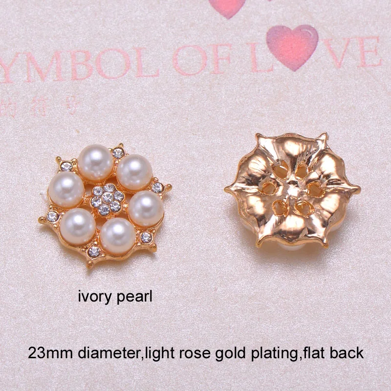 (J0295) 100 шт./лот Металлическая пуговица со стразами диаметром 23 мм плоская задняя