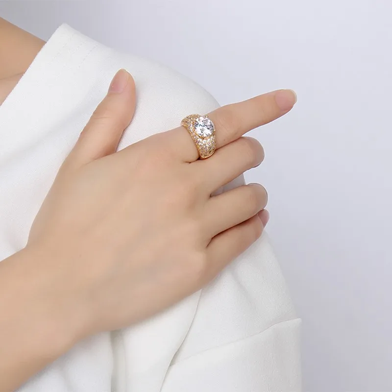 Женское Винтажное кольцо с фианитом золотистого цвета|finger ring|rings for women weddingrings |
