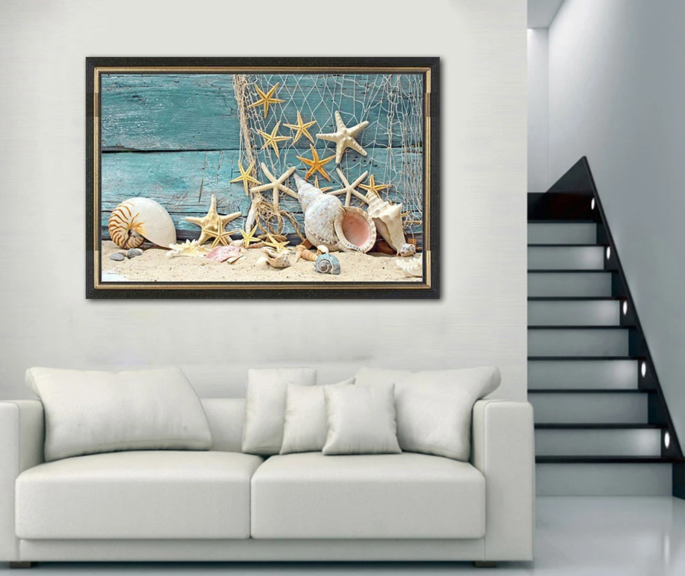 

Sea Shell painting New Full Area Highlight Diamond Needlework Diy Diamond Painting Kit 3D spuare Diamond Cross Stitch Embroidery