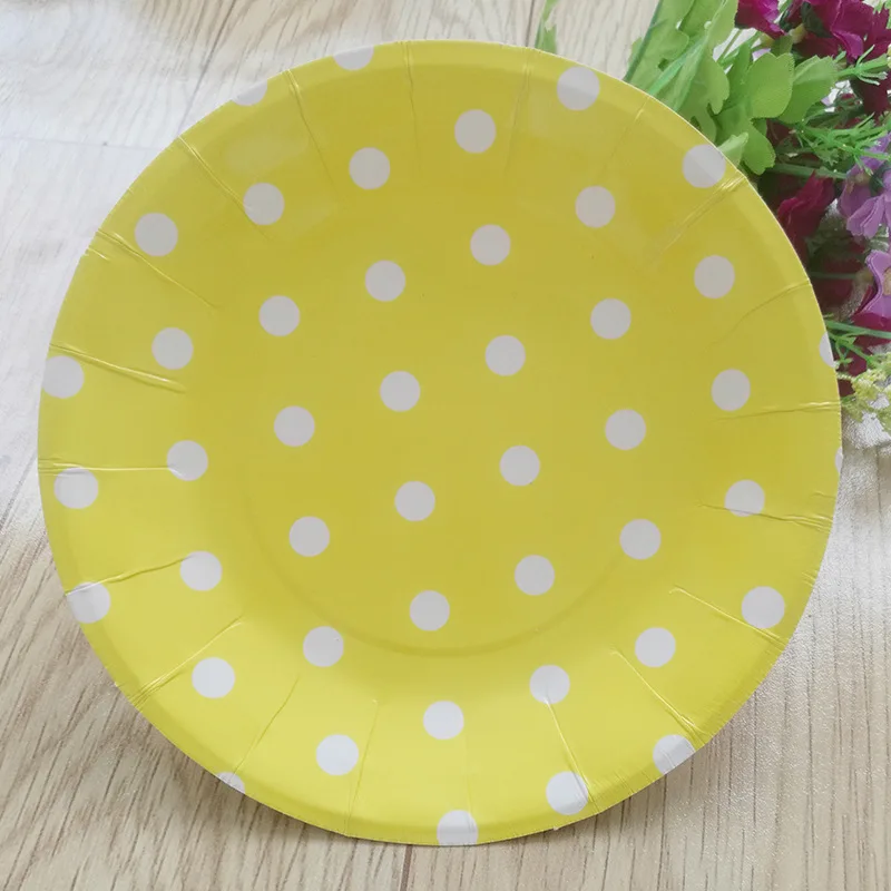 12 шт красочные Polkadots вечерние бумажные тарелки для торта Одноразовые Круглые