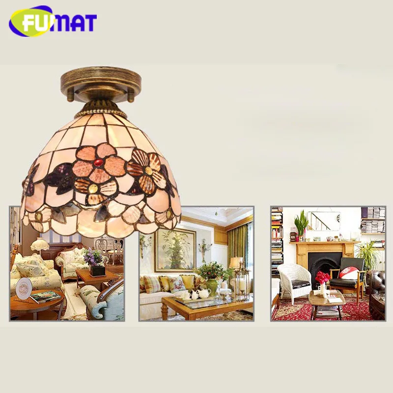 FUMAT потолочные светильники лампа Tiffany Витражная plafondlamp светодиодная