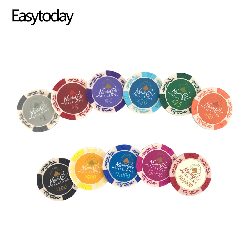 Easytoday 25 шт./компл. набор глиняных фишек для покера встроенные железные монеты