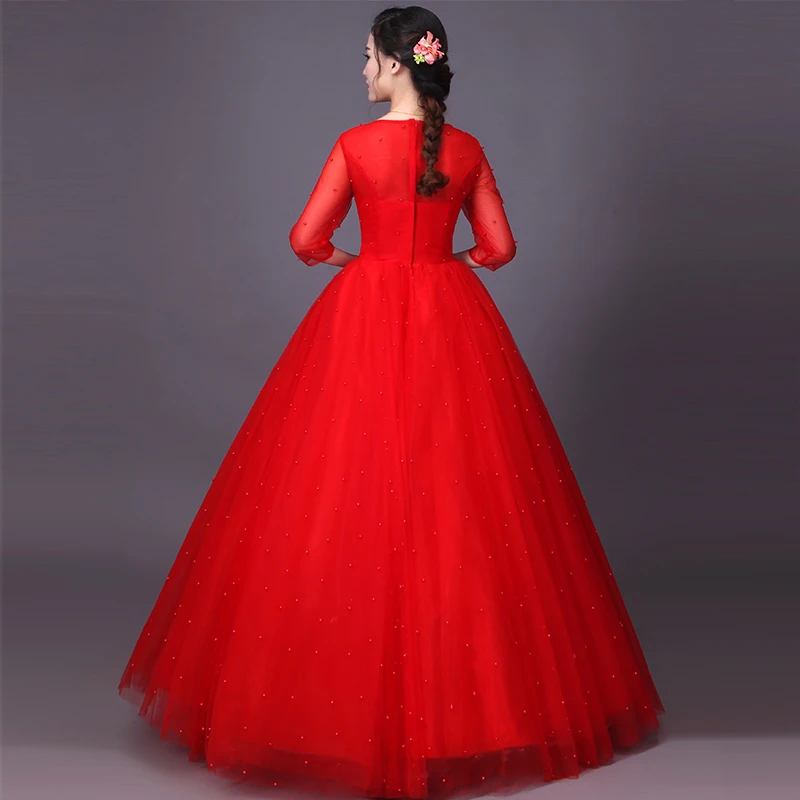 2017 Newest Red O-Neck Three Quarter Sequined Diamond Evening Dresses Fashion Slim Lace Floor-Length Cake Gowsn Fast Shipping | Свадьбы и