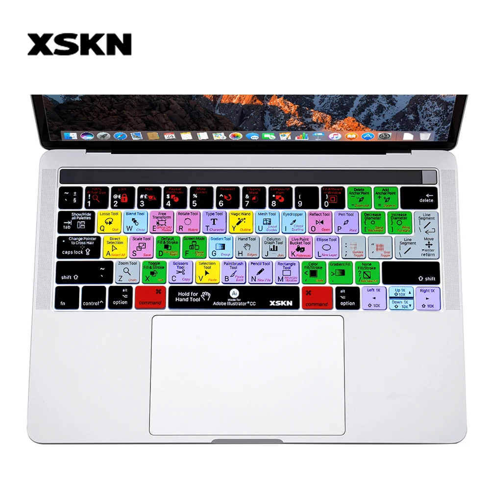 Чехол для клавиатуры XSKN Adobe AI ярлык иллюстратор Обложка Touch ID Macbook 13 15 A1706 A1707(2016 +)