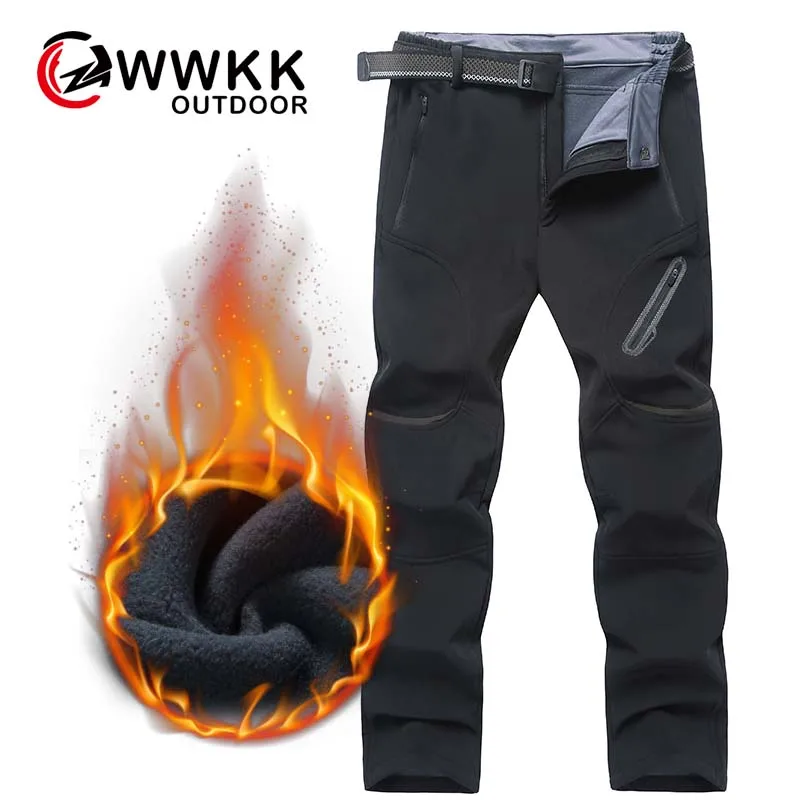 Зимние мужские водонепроницаемые флисовые штаны WWKK для кемпинга треккинга
