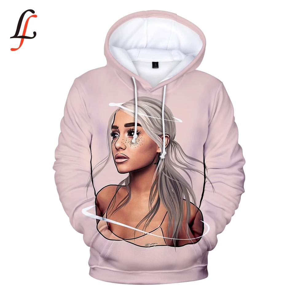K pop женские толстовки с капюшоном свитшоты Ariana Grande верхняя одежда 3D принтом в