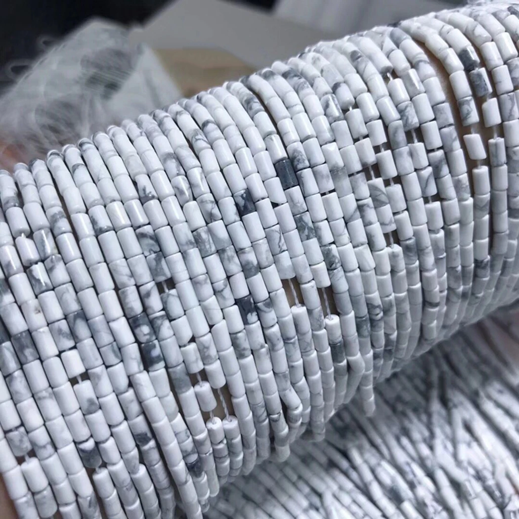 howlite ICNWAY драгоценный камень натуральный кварц Лабрадорит Аметист 2*4 мм прямая трубка бисер Изготовление ювелирных изделий DIY ожерелье браслет 15 дюймов - Цвет: howlite