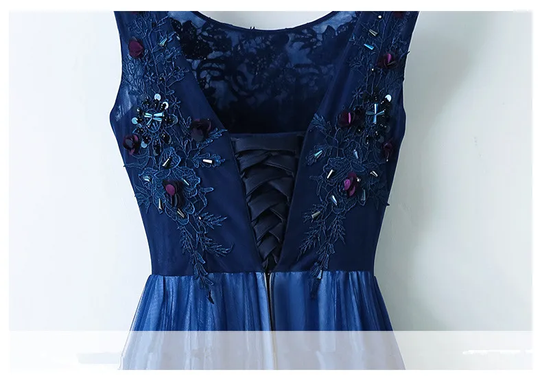 2020 темно синий тюль с аппликация вечернее платье формальное Robe de Soiree глубоким