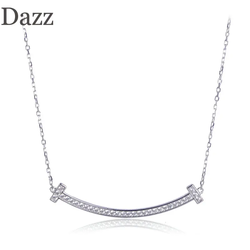 Dazz Мода 925 серебряный ожерелье из циркона письмо я Форма с подвеской простое