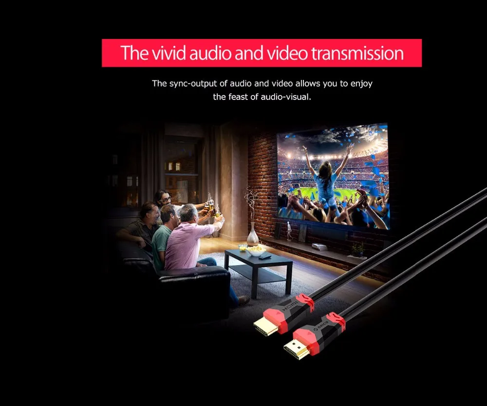 Высокоскоростной кабель ORICO HDMI 2,0, 18 Гбит/с, 4 K, HDMI-HDMI кабель, разъем для проектора PS3, Apple HD tv, компьютер, 0,5 м, 1 м, 5 м
