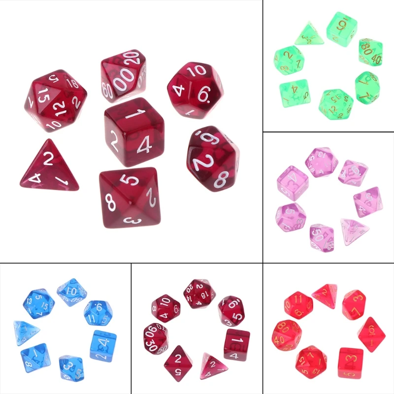 7 шт./компл. многогранные Multi кубика D4 D20 подземелья и дракон D & ролевые поли