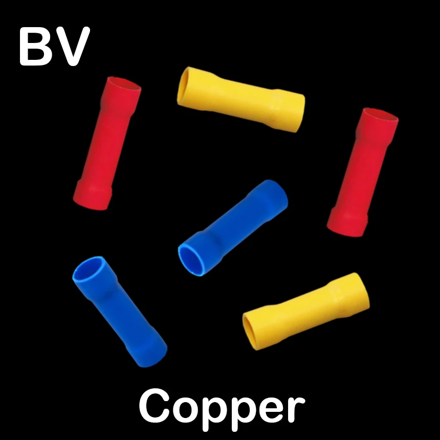 BV5.5 BV8 BV14 красный, желтый, синий, черный ПВХ изолированные медные трубчатые Муфты Соединительный стыковый соединитель обжимной терминал
