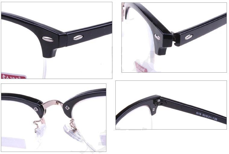 2019 Модная стильная обувь на заклепках с плоскими стеклами и половинной рамкой