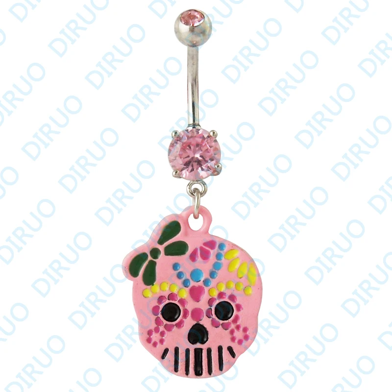 Два цвета Кристальный камень Череп болтается кольцо для живота пупок штанга бара