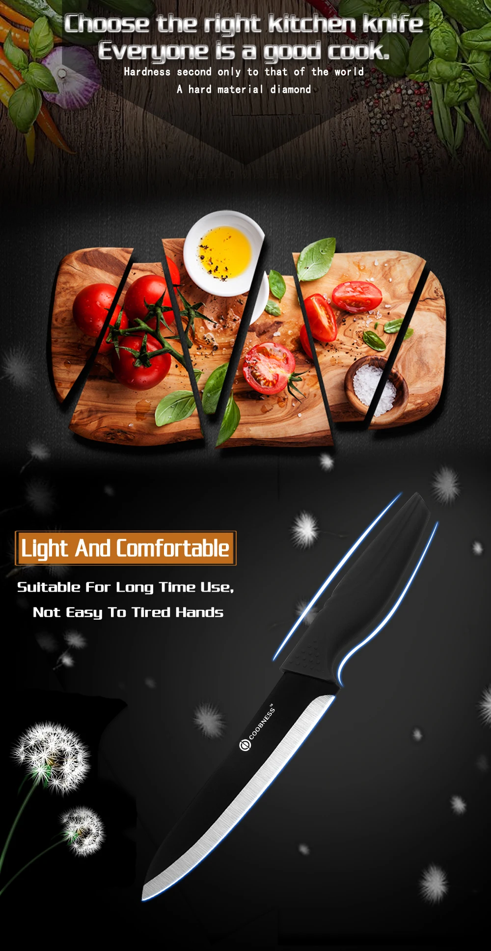 COOBNESS фирменный керамический нож, 3 дюйма, 4 дюйма, 5 дюймов, 6 дюймов, кухонные ножи, цирконий, черное лезвие, нож для шеф-повара, Vege, инструмент для приготовления пищи