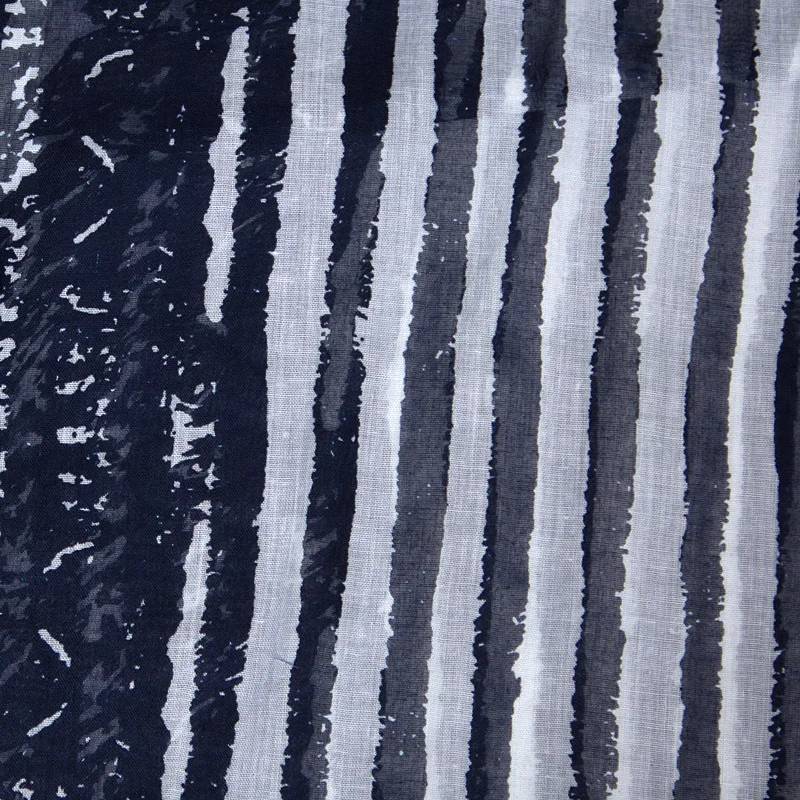 

Navy Blue and Black Stripe Printing Polyester Women Ring Scarf Fashion Brand Vintage Design With Soft Feel 180*40cm