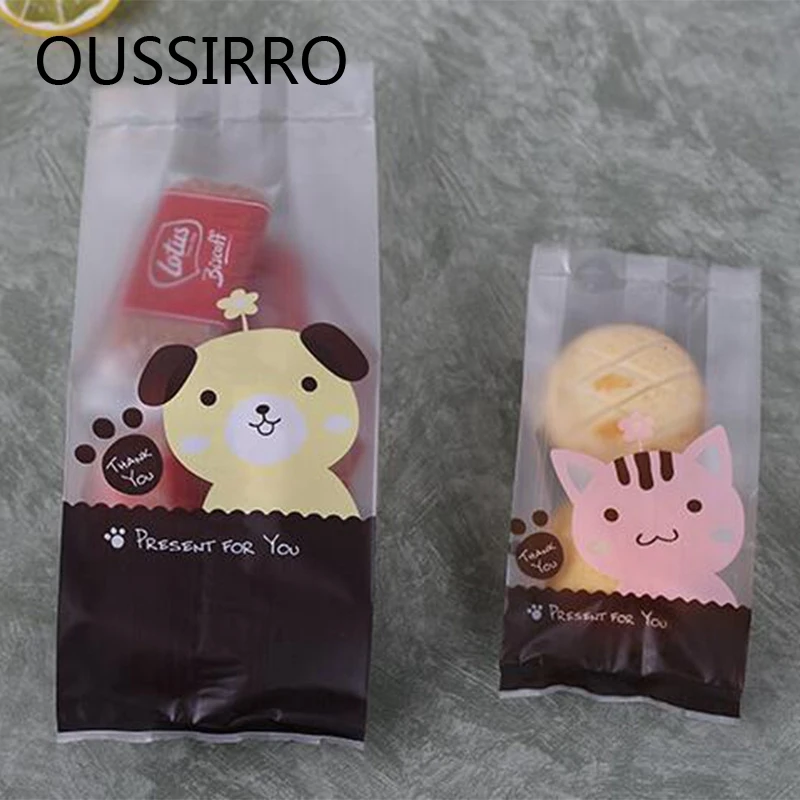 25 шт. пластиковые пакеты для печенья Kawaii Cat Dog упаковка торта шоколада выпечки